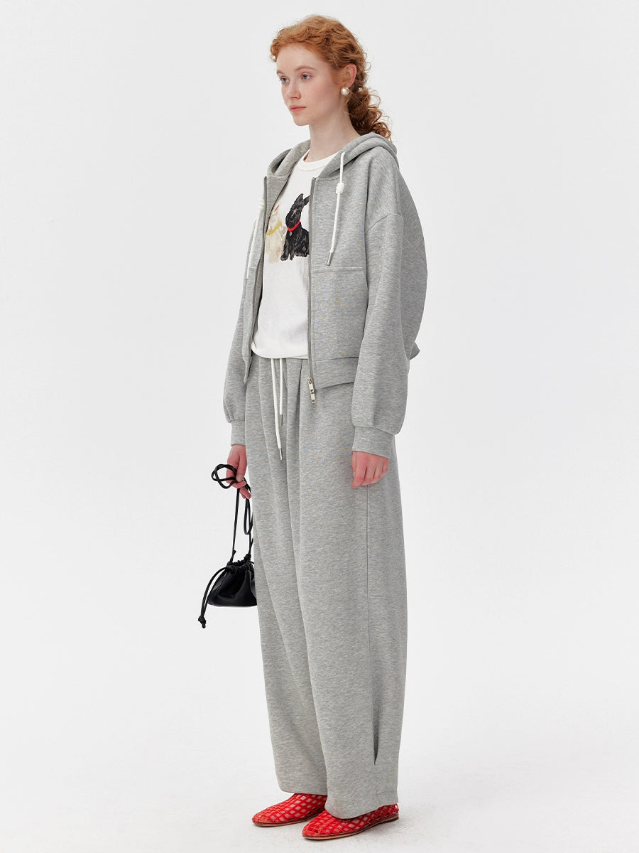 Grey Tracksuit Set  Double-Zip Jacket & Wide-Leg Sweatpants3