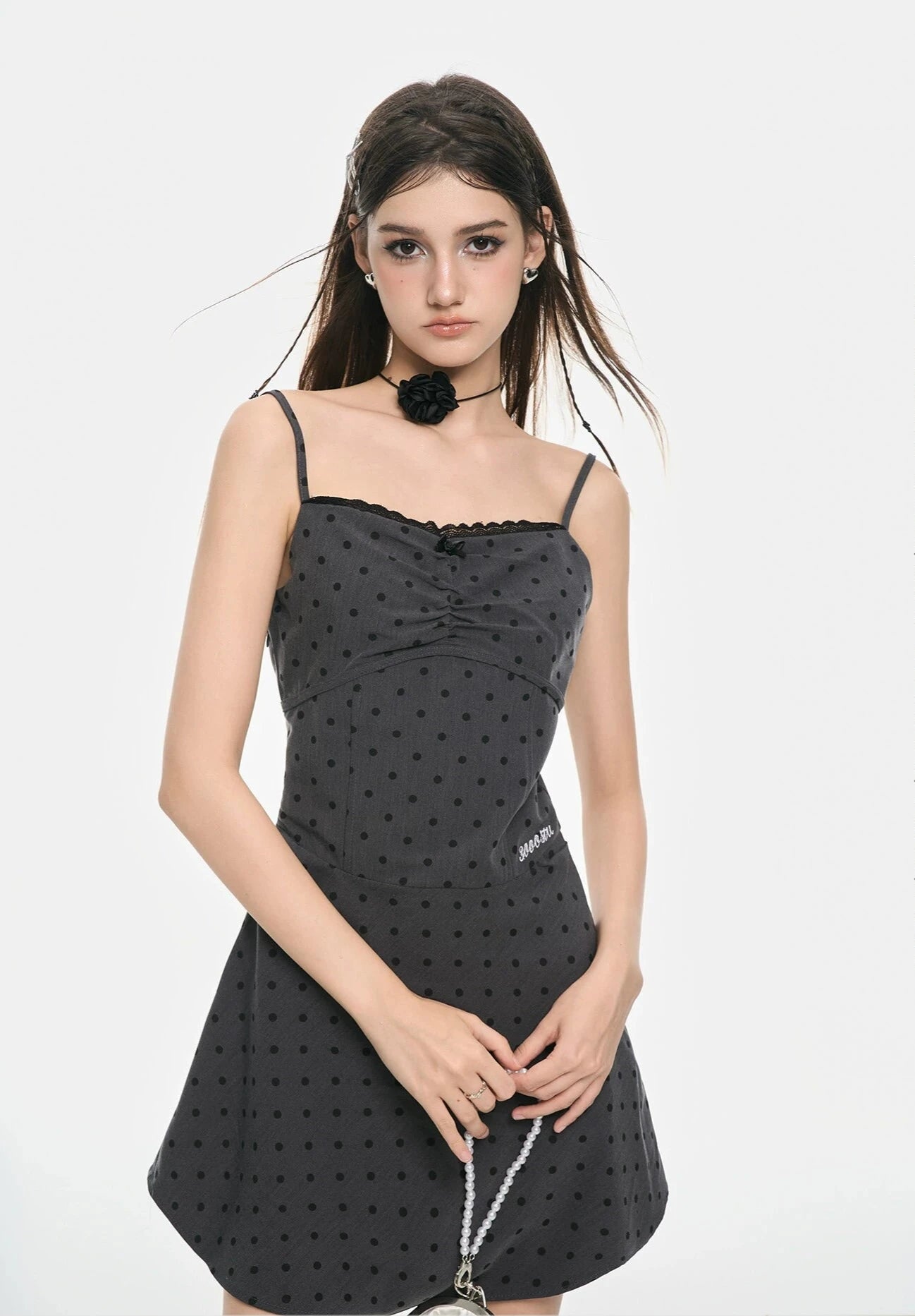 Sweet Polka Dot Slip Dress  Slim Waist Pure Desire Style