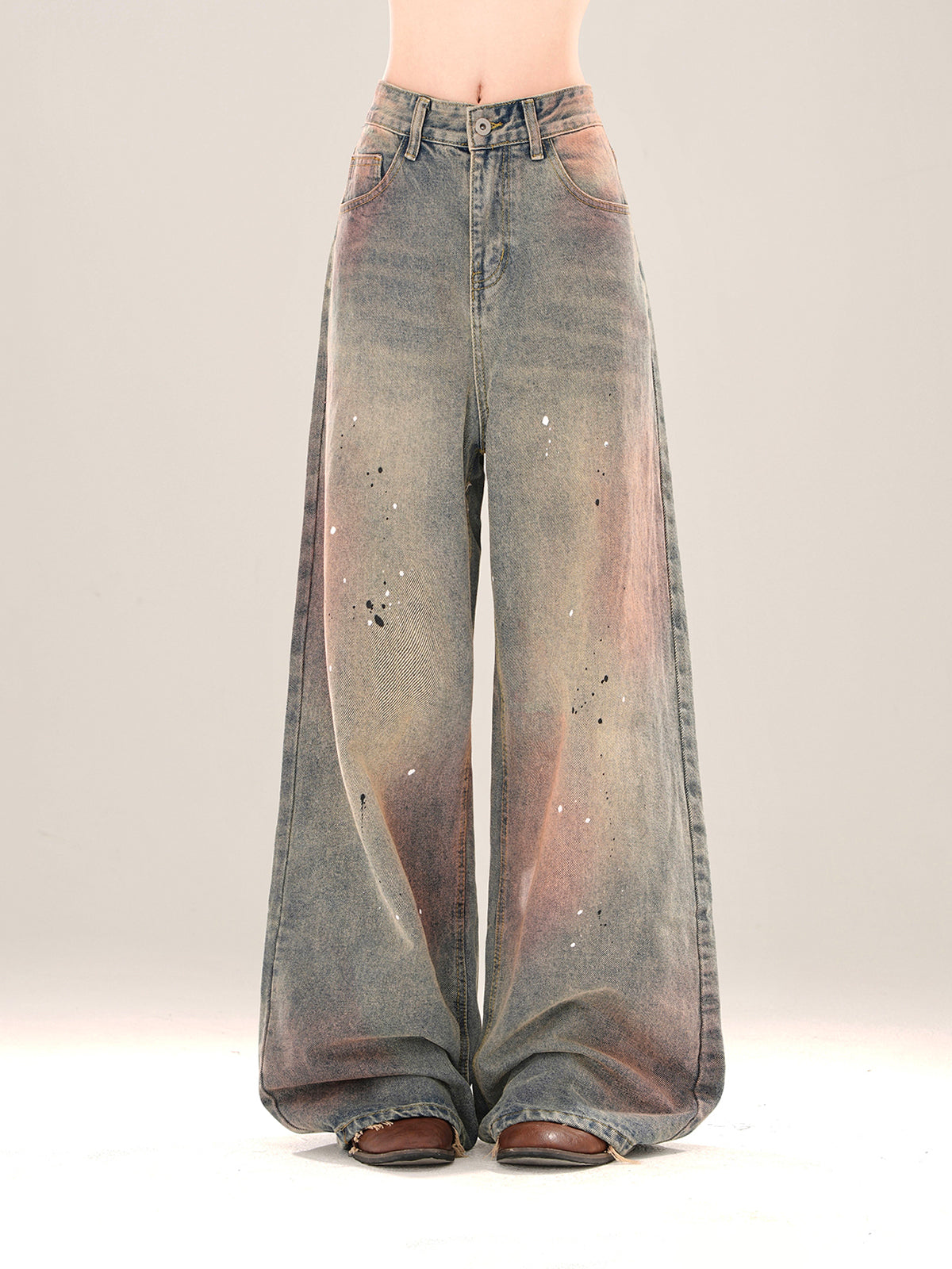 Gradient Loose Wide-Leg Jeans  Women's Spring/Summer Straight-Leg Pants