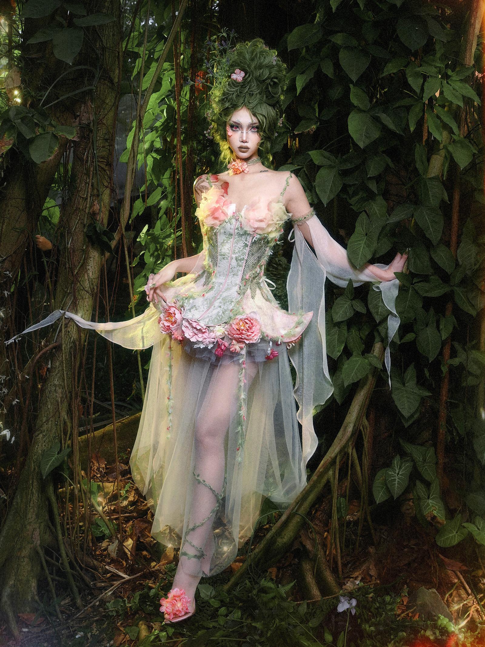 Women's Floral Lace Corset Spring Dress"