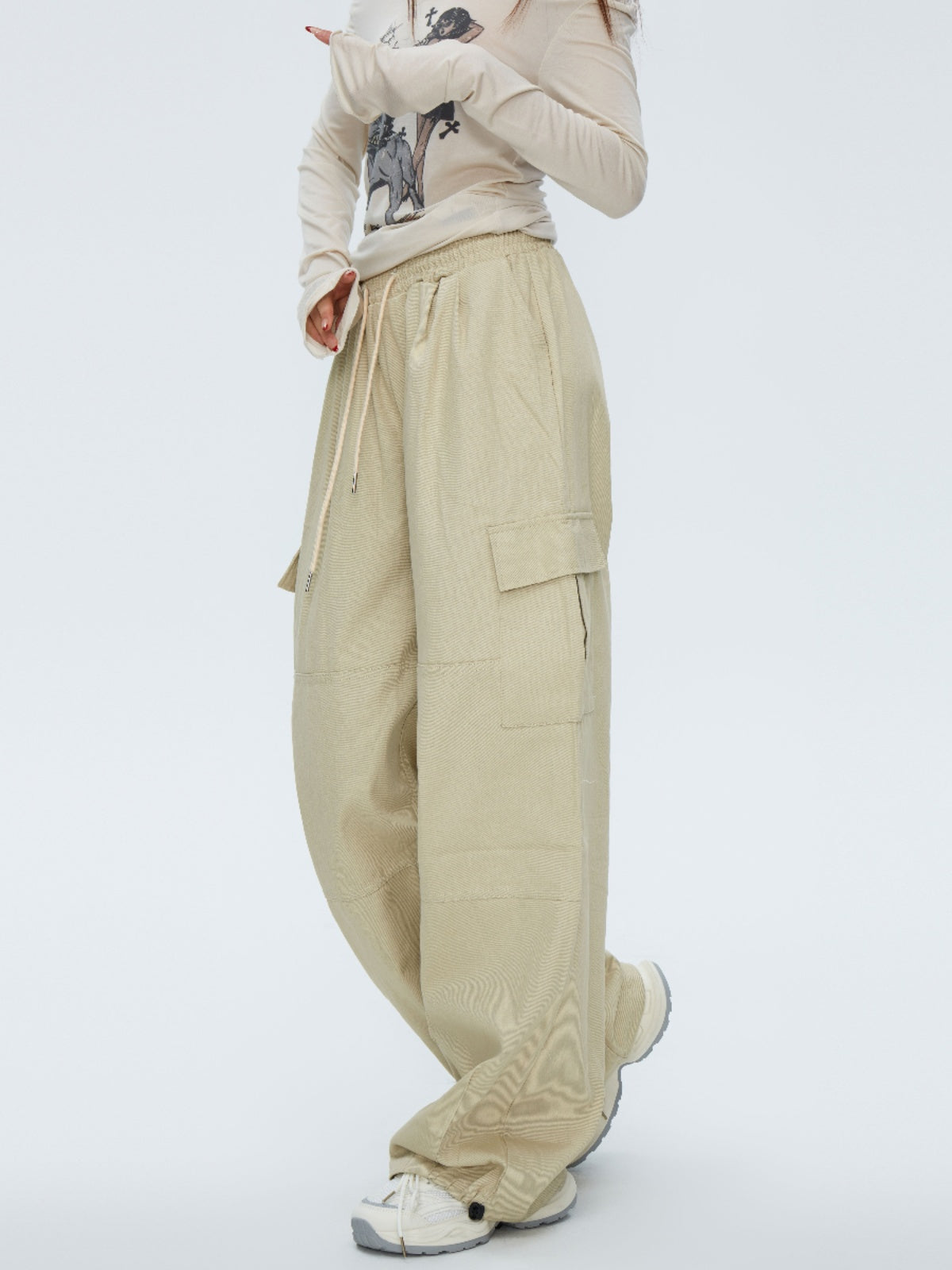 Women's Cotton Vintage Inspired Wide-Leg Cargo Pants