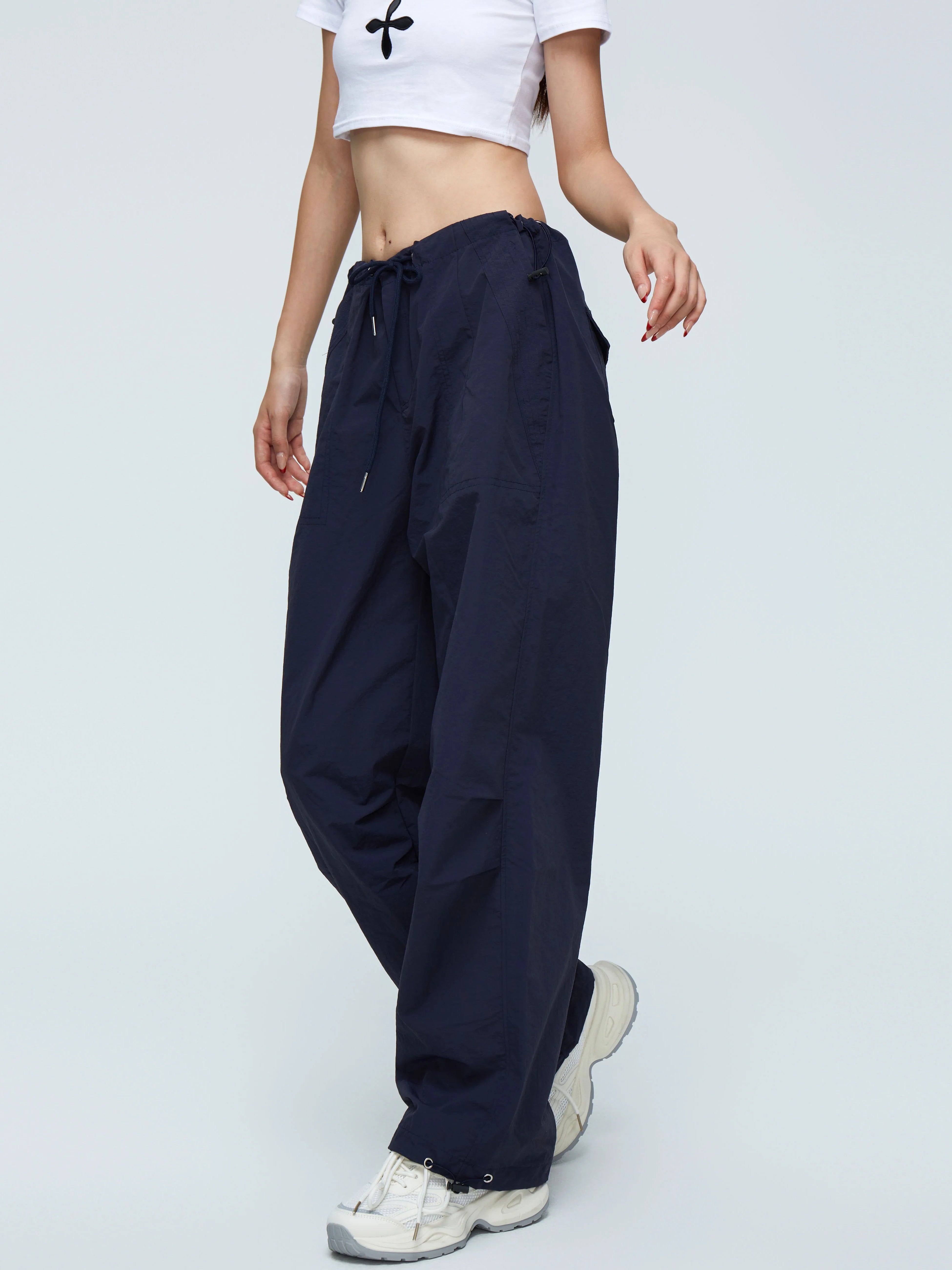 Women's Retro Low Rise Loose Summer Cargo Paratrooper Pants