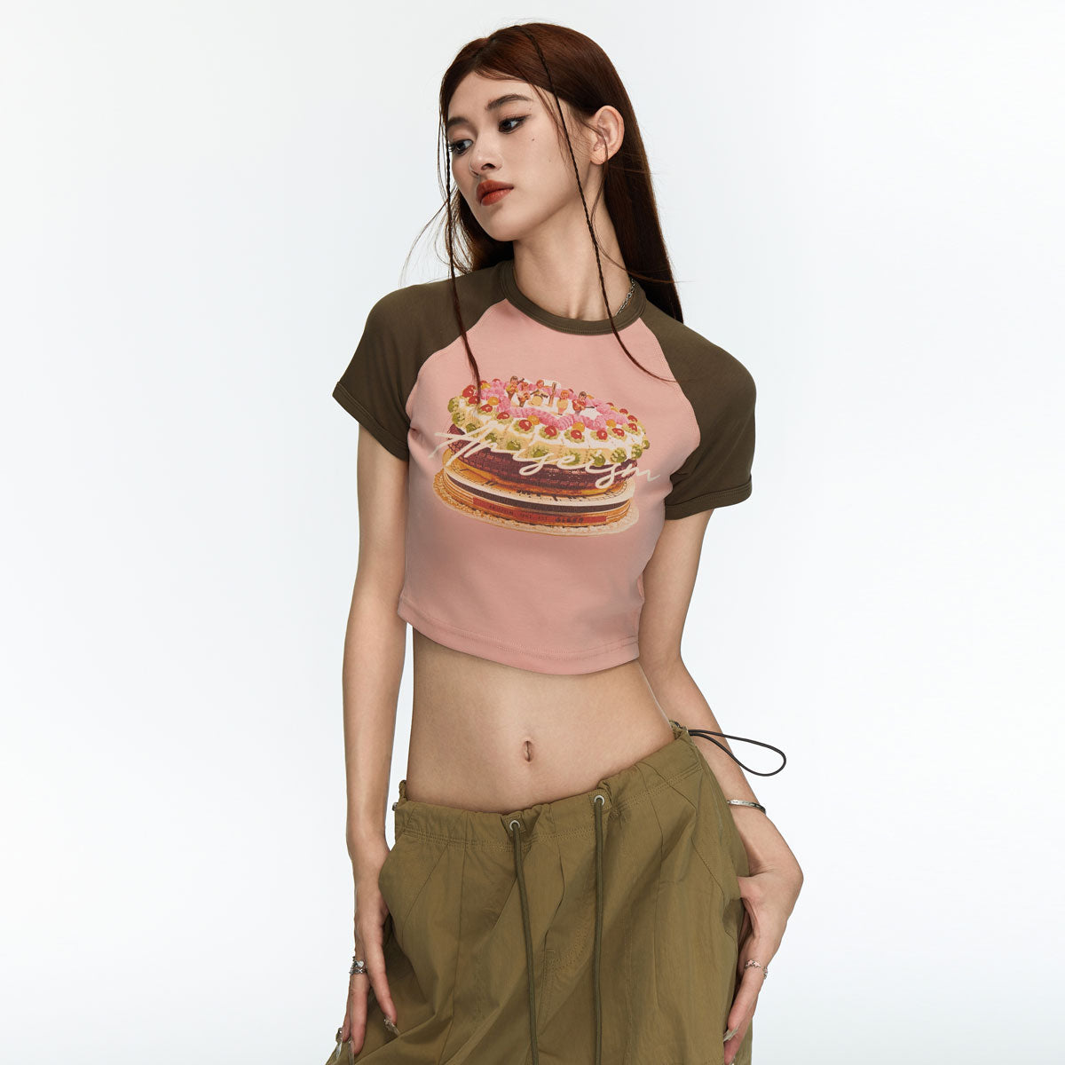 Women's Y2K Pink Graphic Short Sleeve Crop Top