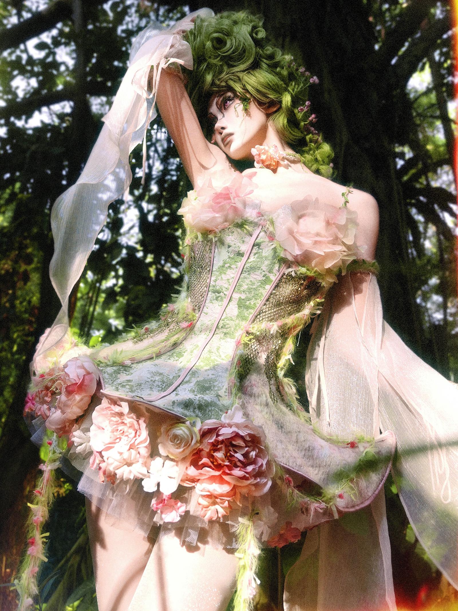 Women's Floral Lace Corset Spring Dress"