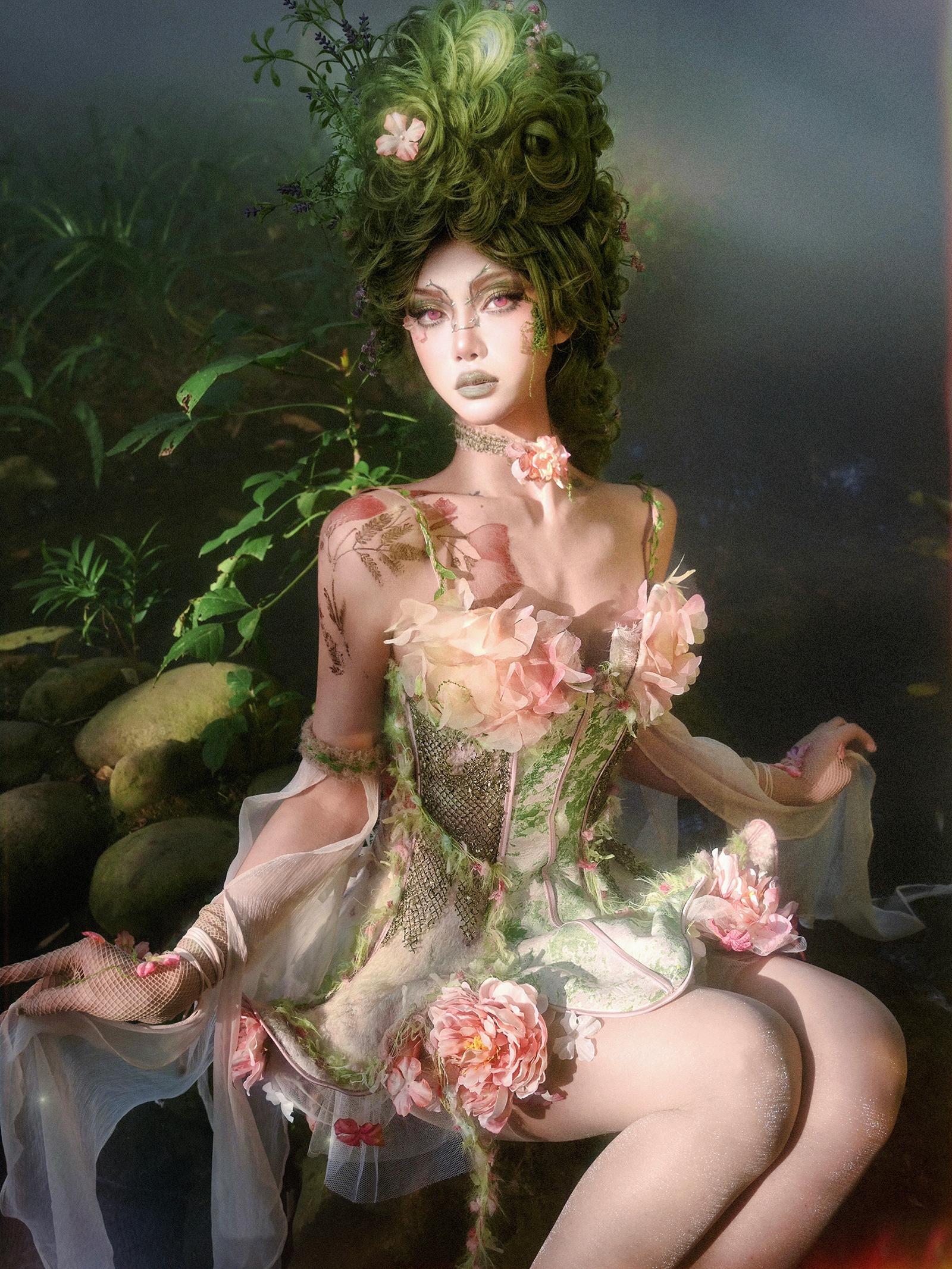 Women's Floral Lace Corset Spring Dress"