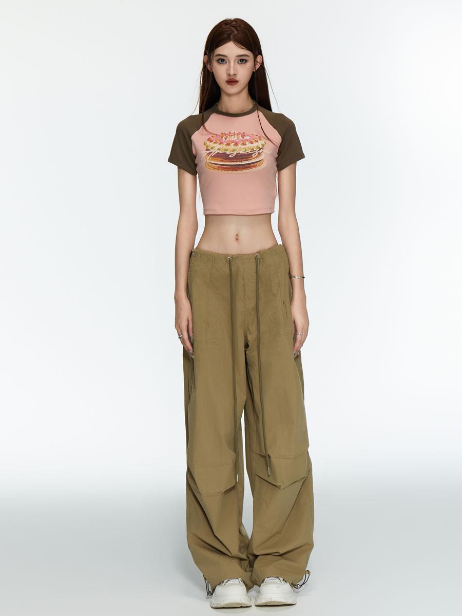 Women's Y2K Pink Graphic Short Sleeve Crop Top