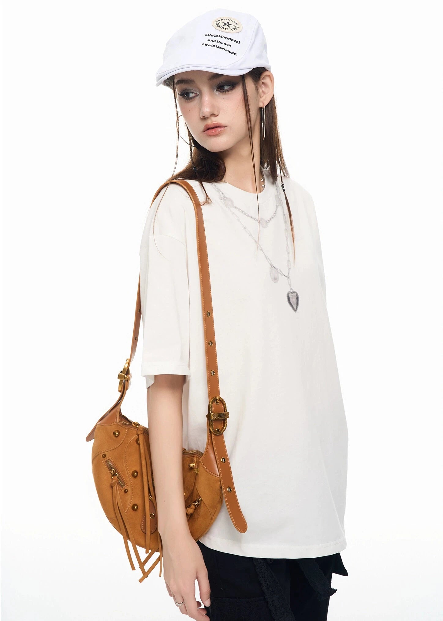 Oversized Necklace Print T-Shirt  Women's Streetwear Hottie Style