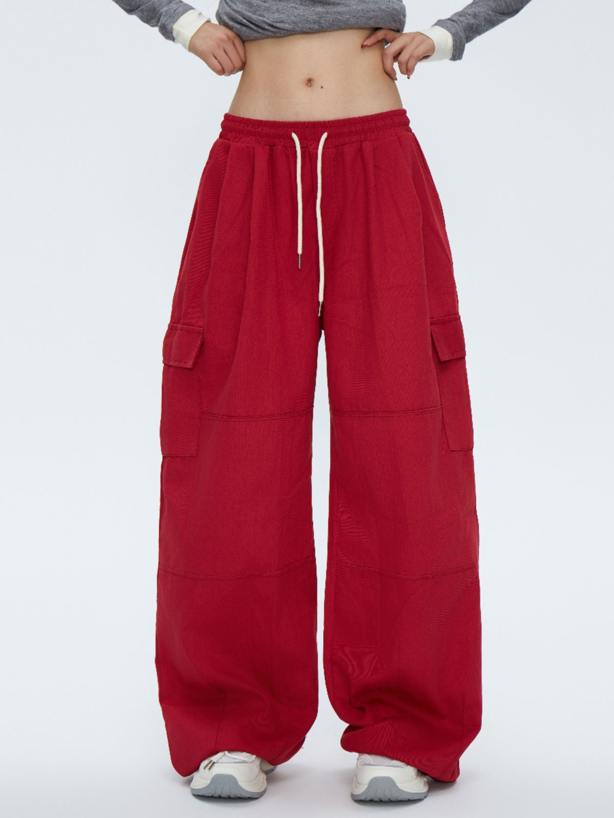 Women's Cotton Vintage Inspired Wide-Leg Cargo Pants