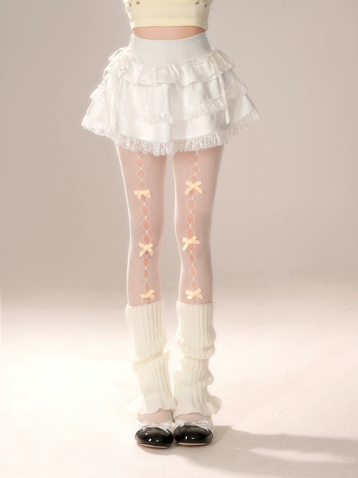 White Lace Cake Skirt  Women's Elegant Short Layered Skirt