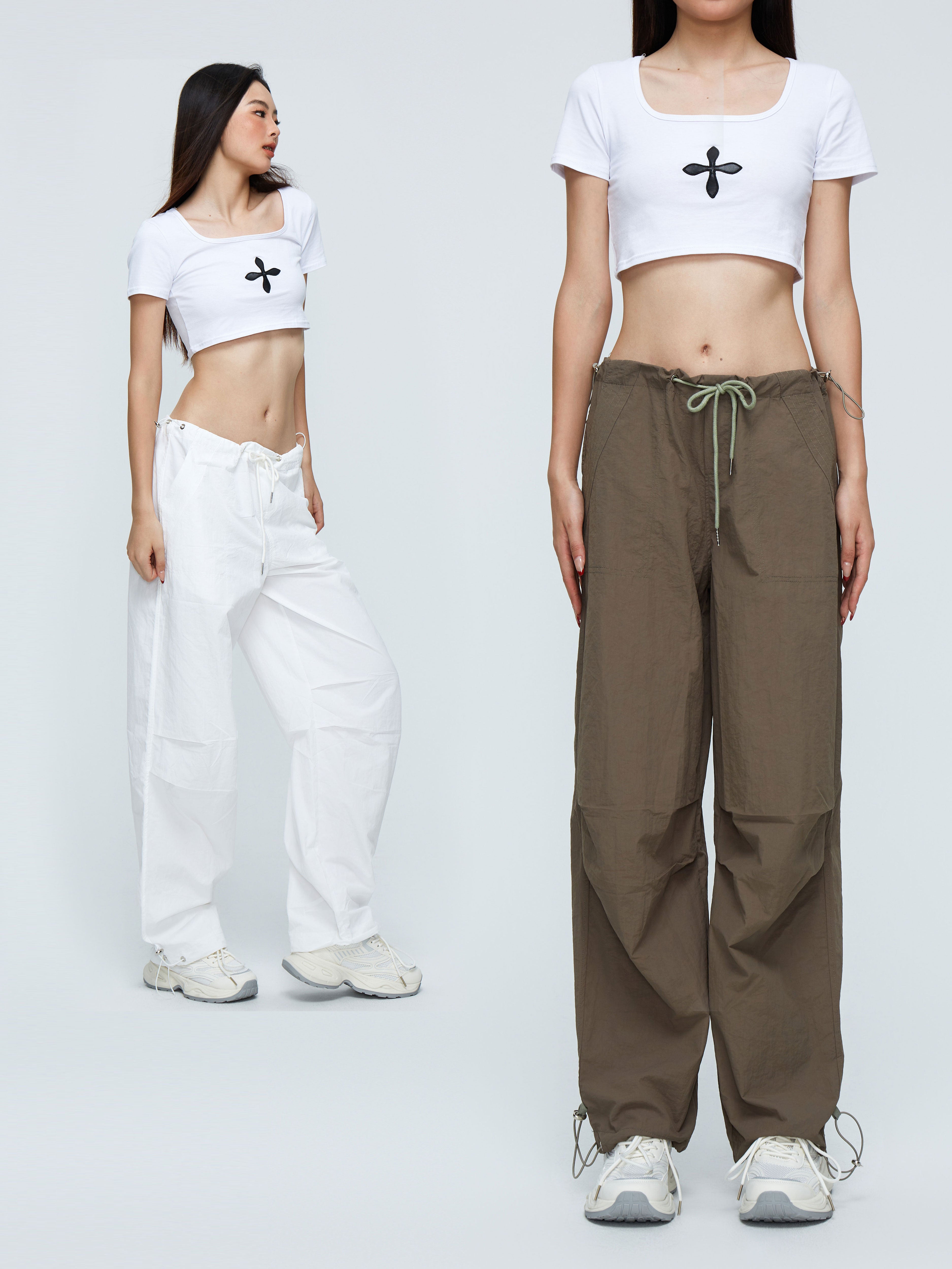 Women's Retro Low Rise Loose Summer Cargo Paratrooper Pants