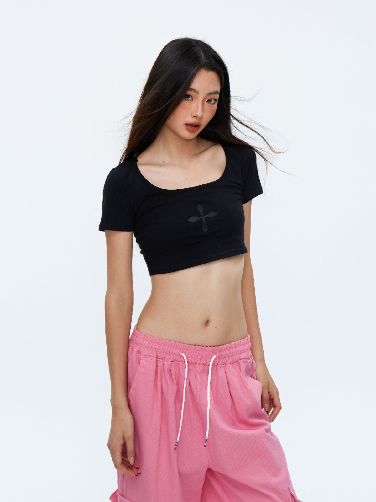 Women's Ribbed Cropped Off-Shoulder Short Sleeve T-Shirt