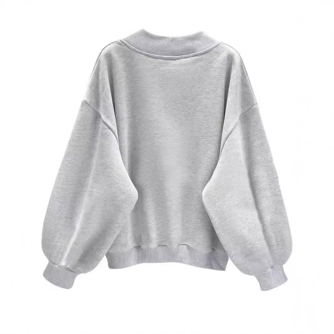 Gray V-Neck Sweatshirt