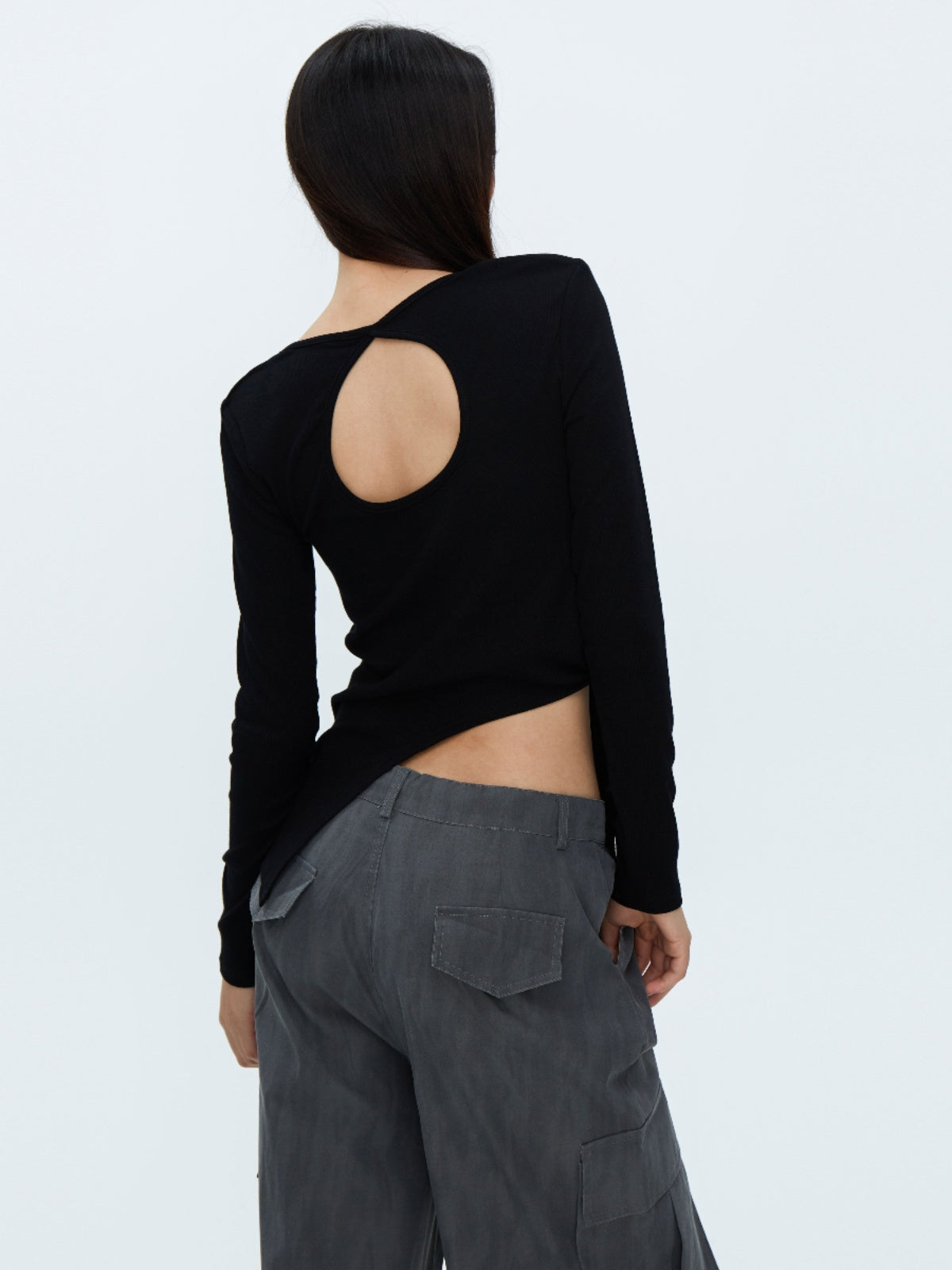 Women's Ribbed Alphabet Print Shoulder Padded Slit Tie Top