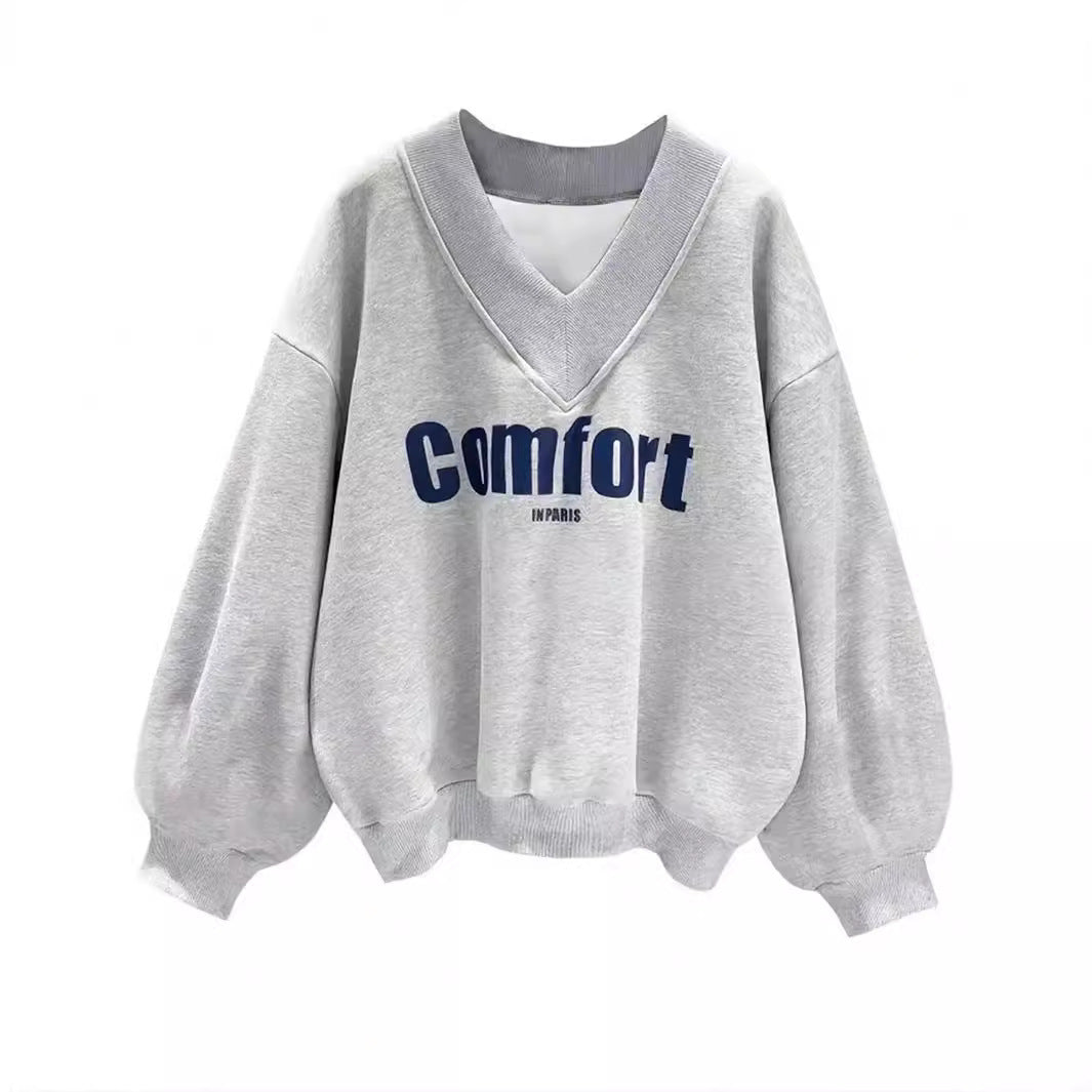 Gray V-Neck Sweatshirt