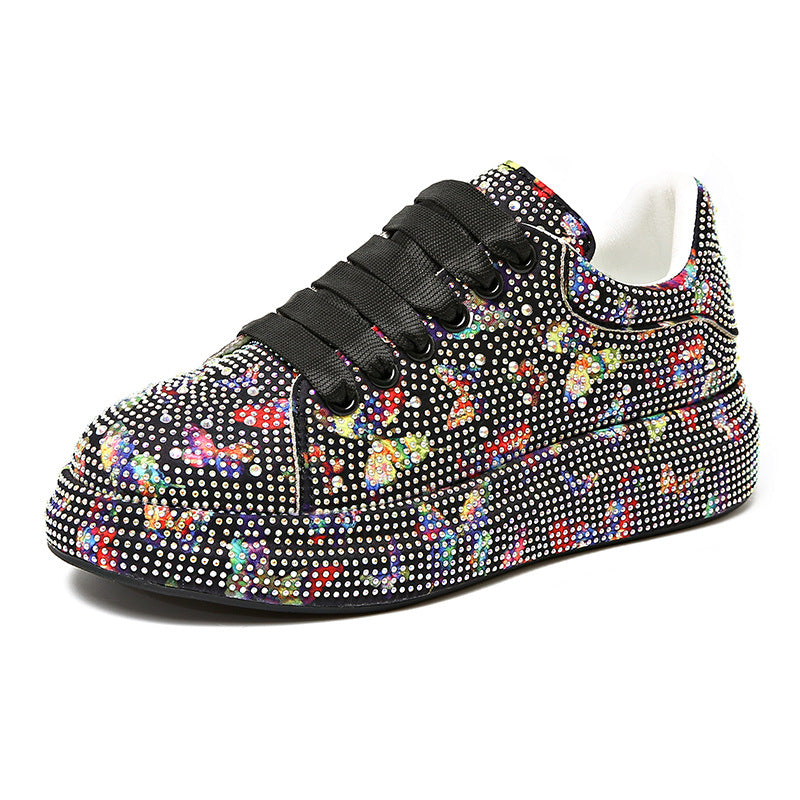 Women's Chunky Thick-Soled Rhinestone Casual Sneakers