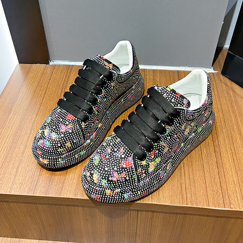 Women's Chunky Thick-Soled Rhinestone Casual Sneakers