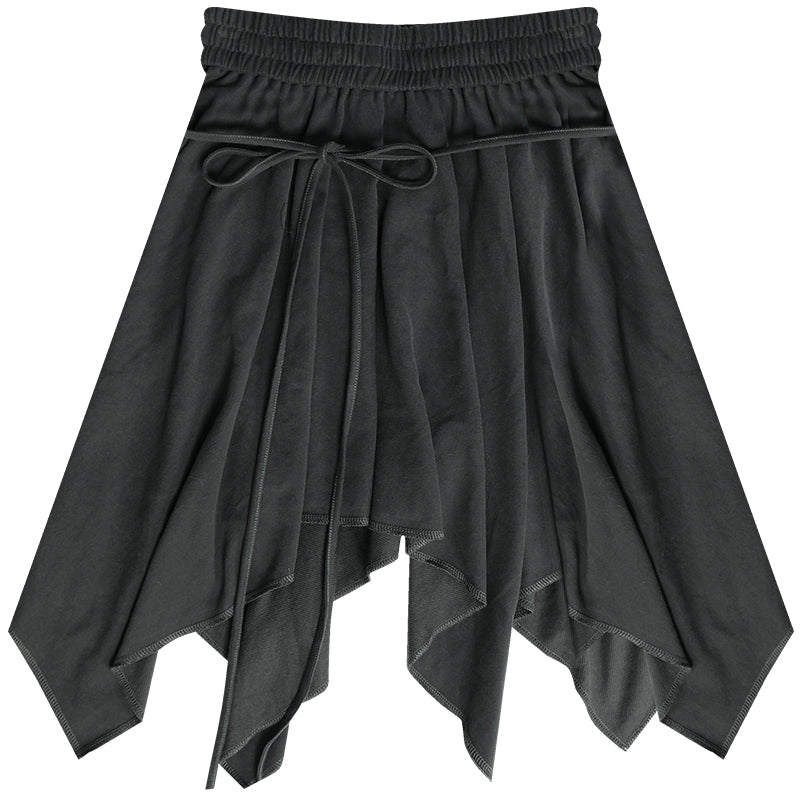 Women's Irregular Skirt Hooded Sweatshirt Black Suit