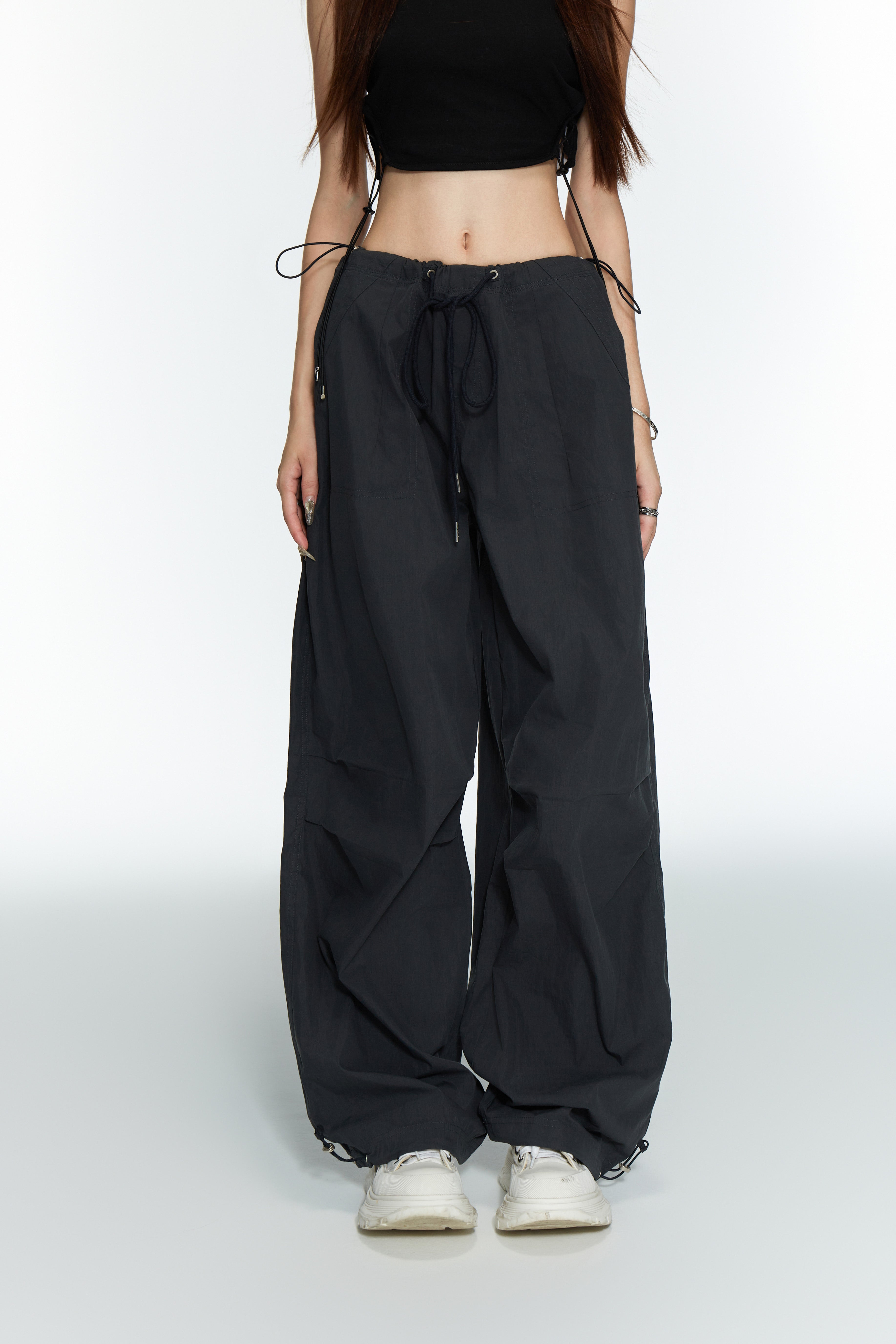 Women's Retro Low Rise Loose Summer Cargo Paratrooper Pants