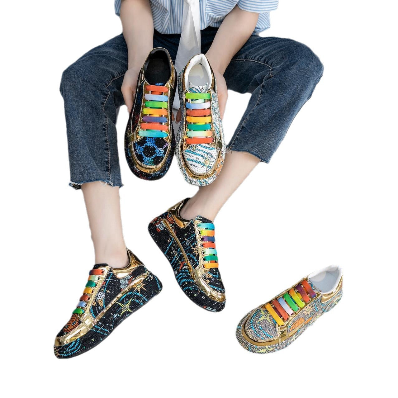 Women's Metallic Platform Spring and Summer Sneakers