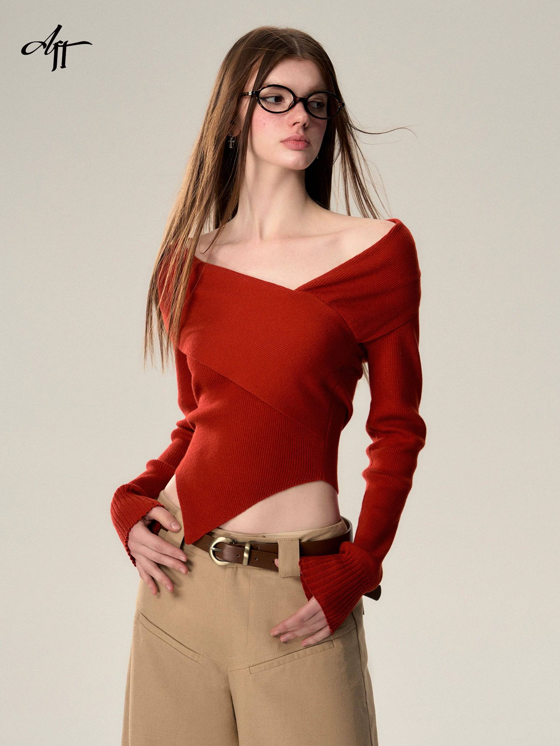 Women's Vintage Red Knit Top