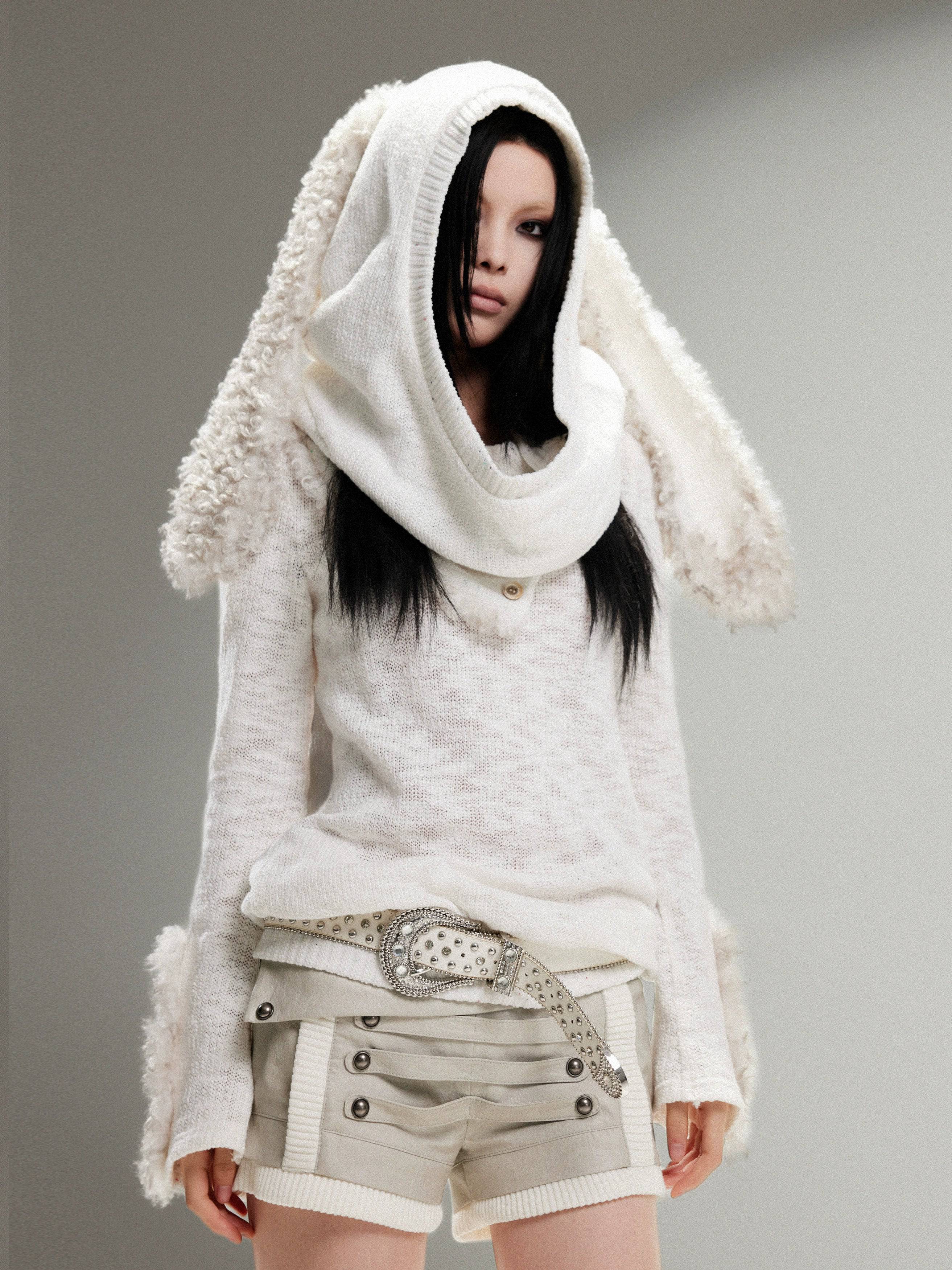 Women's Knitted Bunny Ears Warm Hat