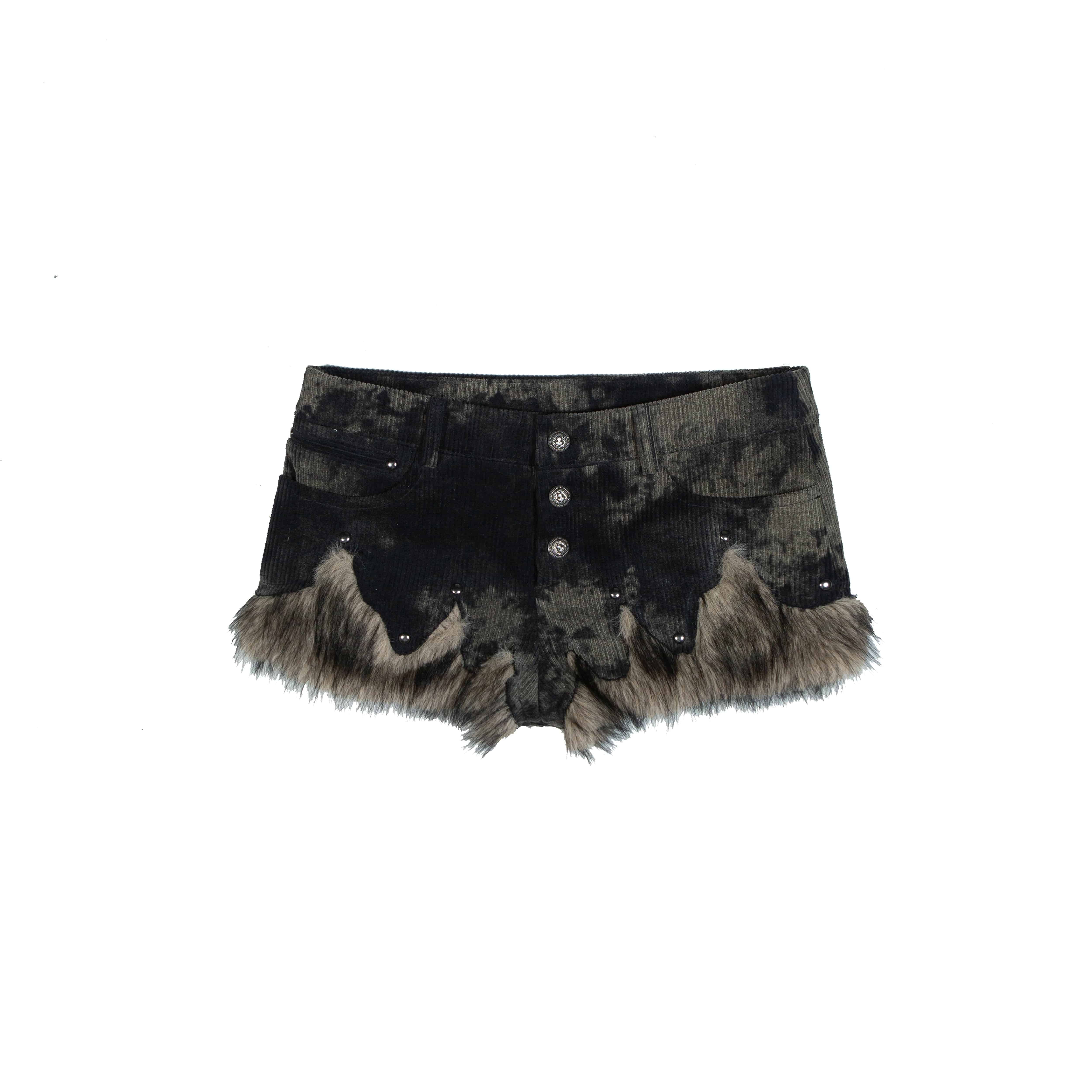 Women's Tie-Dye Corduroy Low-Rise Casual Shorts