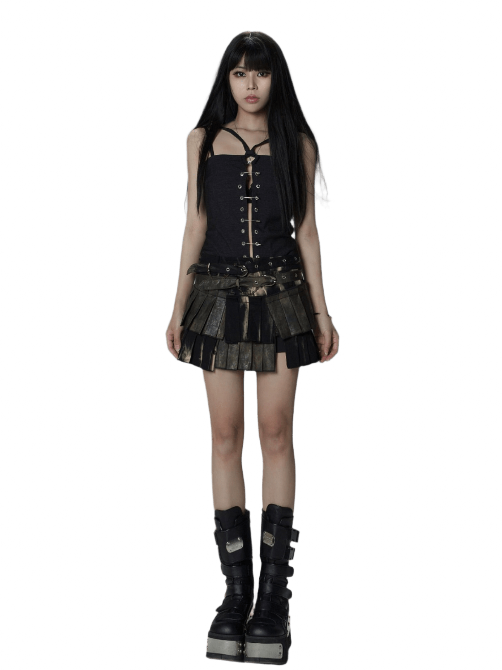 Women's Patch Pleated Skirt