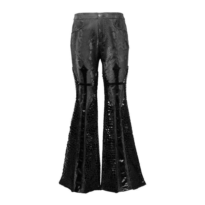 Women's Patent Leather Gothic Slim Low-Waisted Flared Trousers