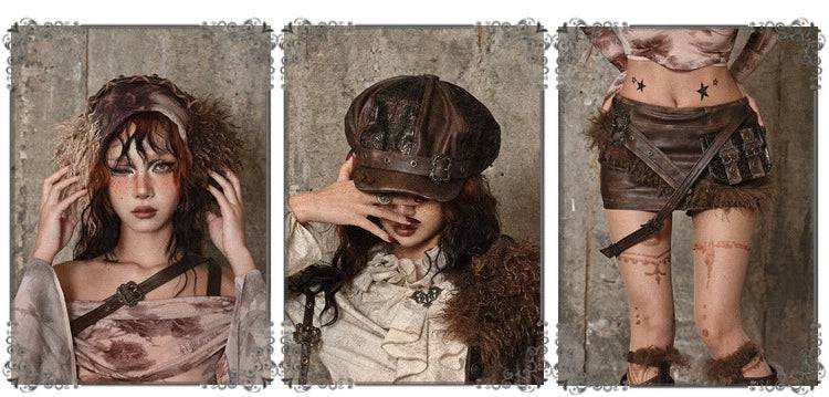 Women's Steampunk Asymmetrical PU Bra Top