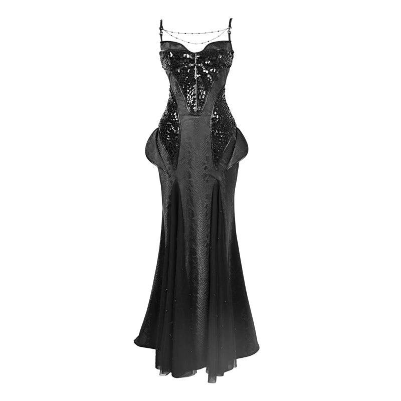 Women's Gothic Jacquard Velvet Fishtail Cheongsam Dress