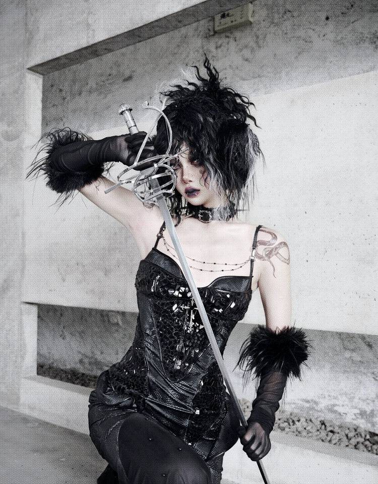 Women's Gothic Jacquard Velvet Fishtail Cheongsam Dress