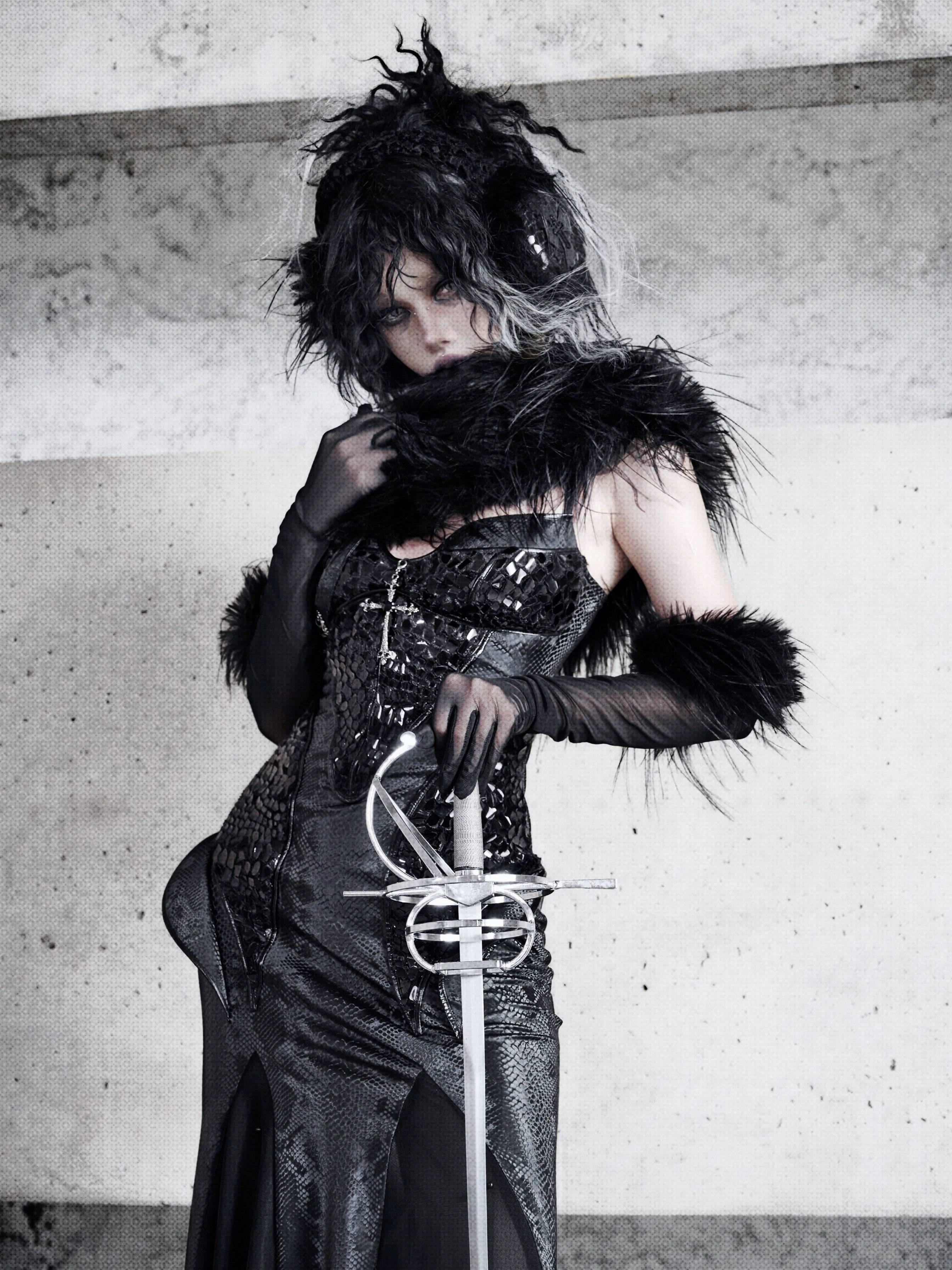 Women's Gothic Jacquard Velvet Fishtail Cheongsam Dress