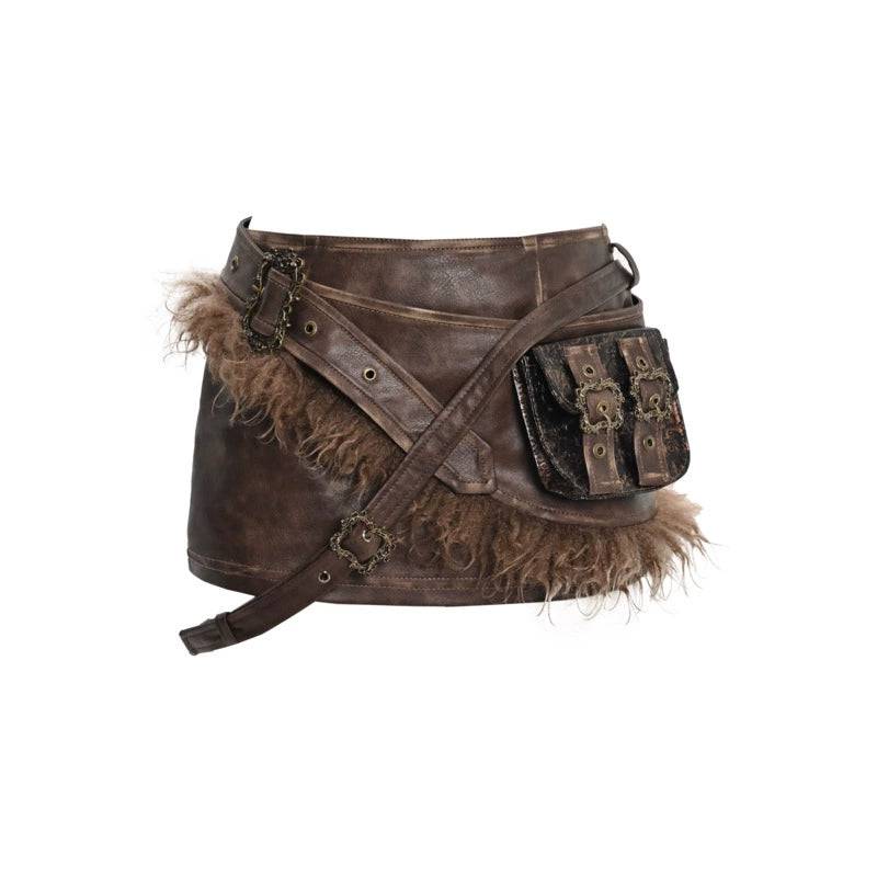 Women's Faux Leather Culottes Skirt Three-Piece Set