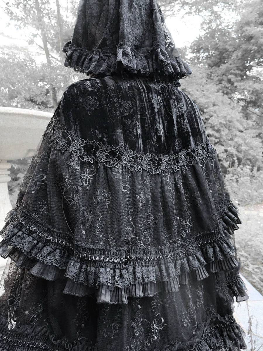 Women's Gothic Lace Dark Velvet Dress