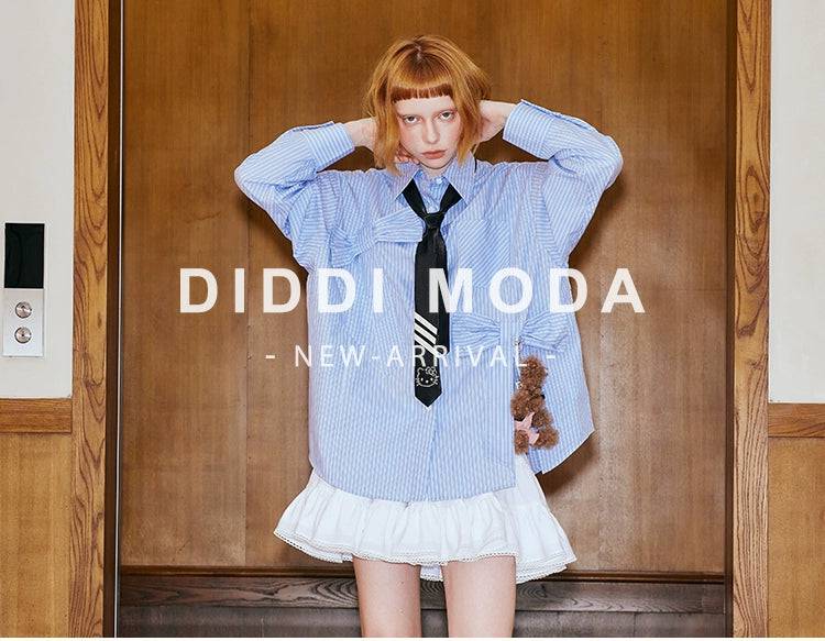 Women's Blue Wide Stripe Linen Oversized Long Sleeve Button-Down Shirt