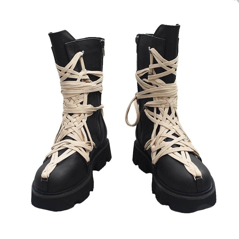 Women's High-Top Strap Side Zipper Long Boots