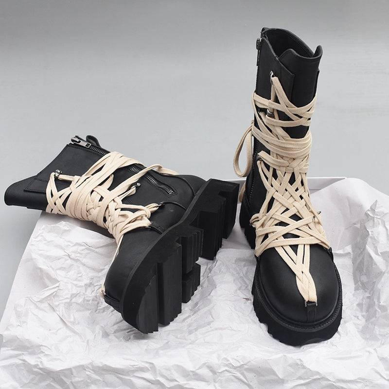 Women's High-Top Strap Side Zipper Long Boots