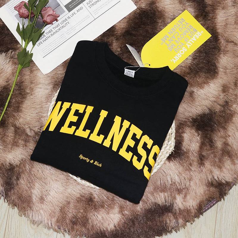 Niche Letter Wellness Print Sports Sweatshirt – Stylish Activewear