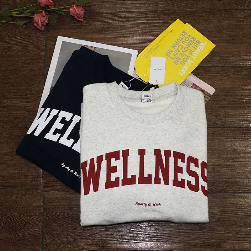 Niche Letter Wellness Print Sports Sweatshirt – Stylish Activewear