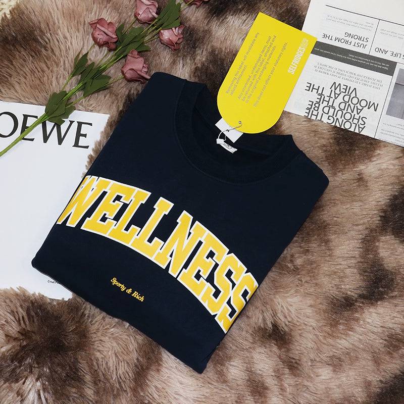Niche Letter Wellness Print Sports Sweatshirt – Stylish Activewear