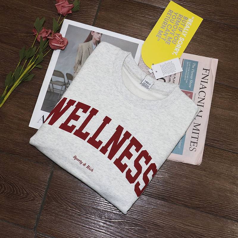 Niche Letter Wellness Print Sports Sweatshirt – Stylish Activewear