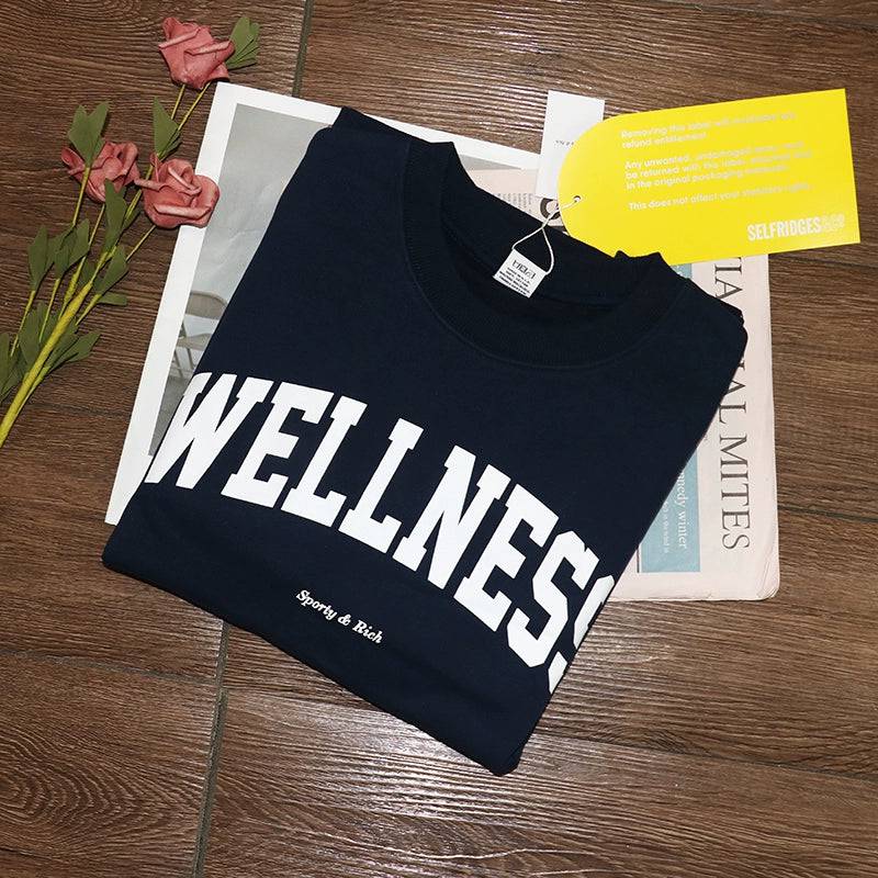Niche Letter Wellness Print Sports Sweatshirt – Stylish Activewear