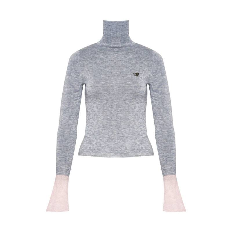 Women's Color-Blocked Crewneck Wool Knit Base Layer Top