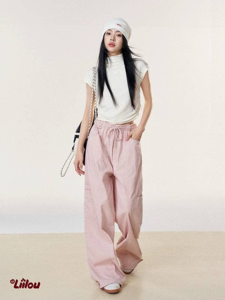 Women's Slim Pleated Waist Short Sleeve Turtleneck (Apricot)