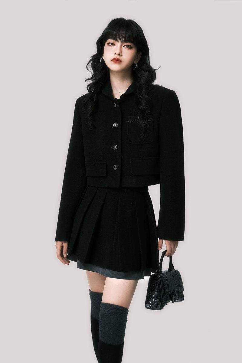 Women's Short Coat and Pleated Skirt Set