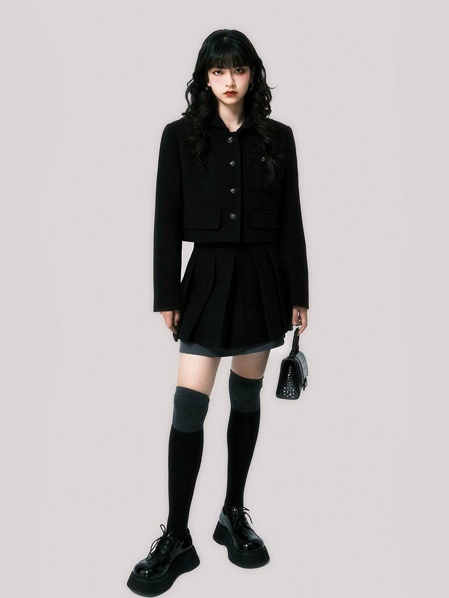 Women's Short Coat and Pleated Skirt Set