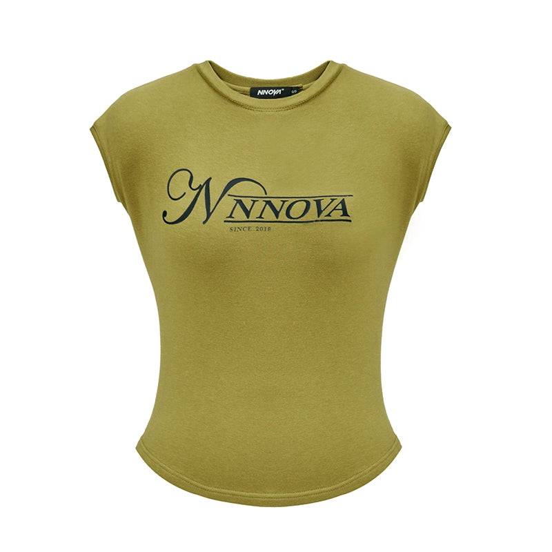 Women's Vintage Black Retro Screen-Printed Logo Short Sleeve T-Shirt