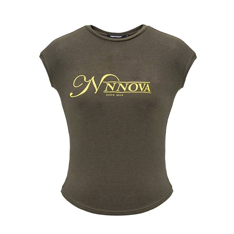 Women's Vintage Black Retro Screen-Printed Logo Short Sleeve T-Shirt