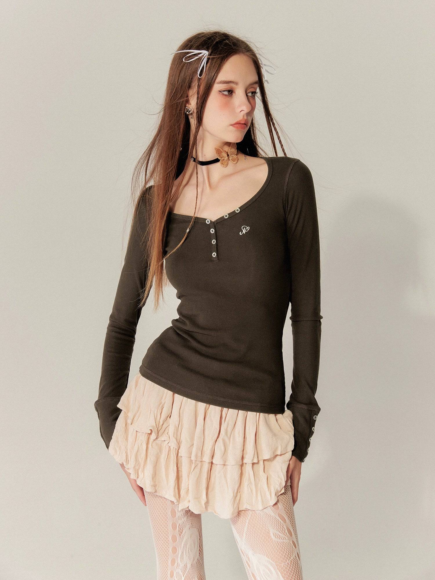 Women's Solid Color Slim Long Sleeve Top