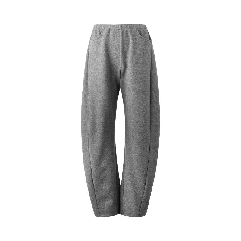 Women's Loose Fit Grey Fleece Split Leg Pants